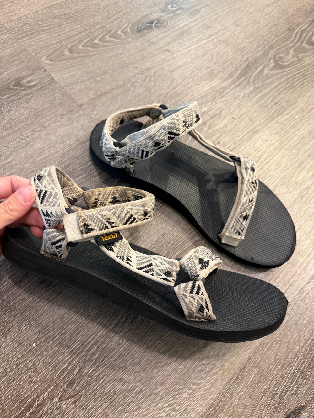 Women’s Teva Beige Patterned Strap Sandals - Black Footbed